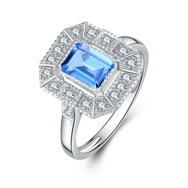9WG BLUE TOPAZ & DIAMOND RING