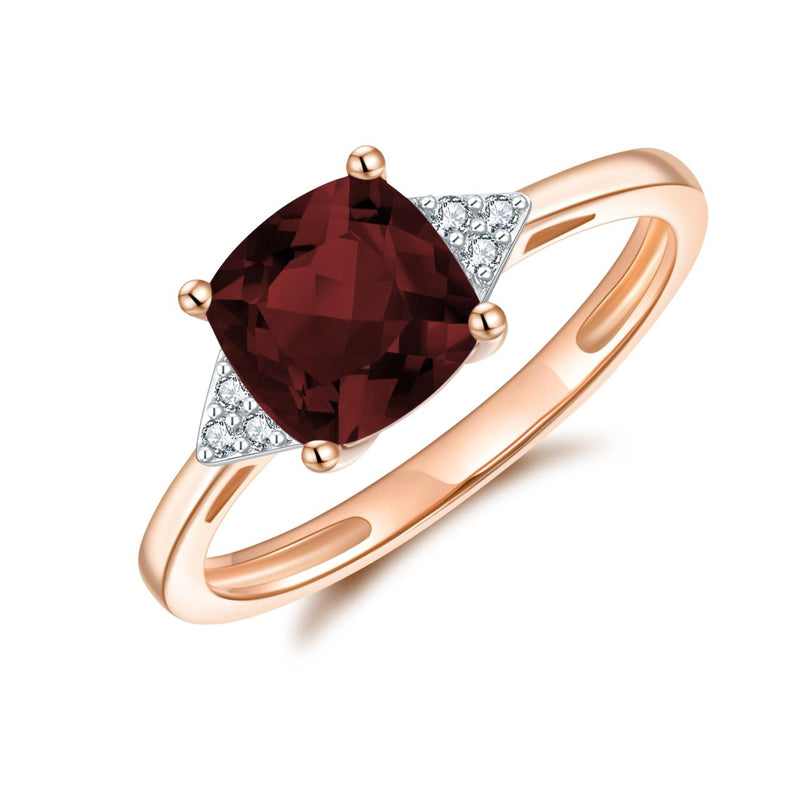 9RG GARNET & DIAMOND RING