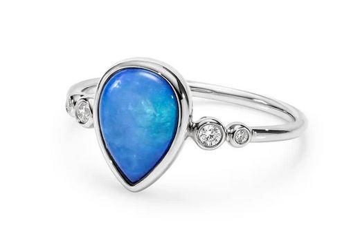 OPAL DROP RING with CZ