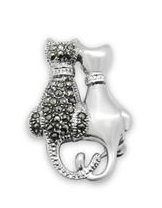 SS MACASITE CAT BROOCH SS MACASITE CAT BROOCH