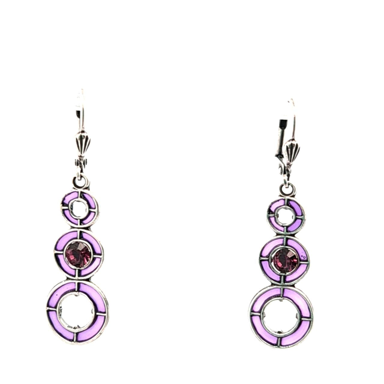 AU BOUT DES REVES PURPLE CIRCLE DROP EARRINGS