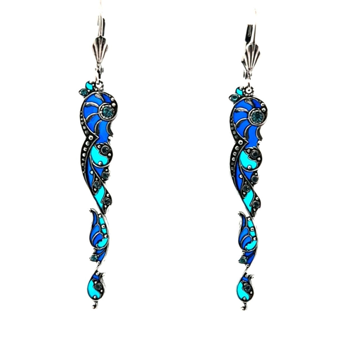 AU BOUT DES REVES LONG DROP MULTI BLUE EARRINGS