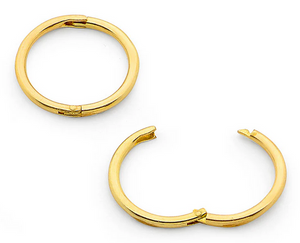 STERLING SILVER GOLD PLATED HINGED SLEEPER - 14MM STERLING SILVER GOLD PLATED HINGED SLEEPER - 14MM