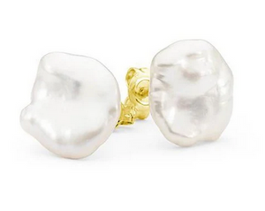 9CT YELLOW GOLD KESHI FRESHWATER STUDS 9CT YELLOW GOLD KESHI FRESHWATER STUDS