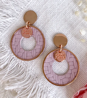 ICED MAUVE TEXTURED EARRINGS - SILVER ICED MAUVE TEXTURED EARRINGS - SILVER