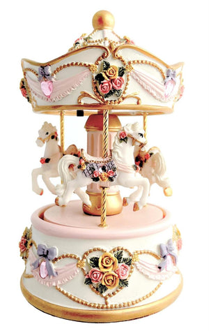 3 HORSE CAROUSEL PETITE ROSE 3 HORSE CAROUSEL PETITE ROSE
