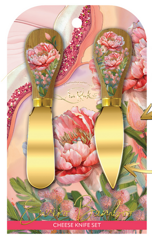 CHEESE KNIVES - CORAL PEONY CHEESE KNIVES - CORAL PEONY