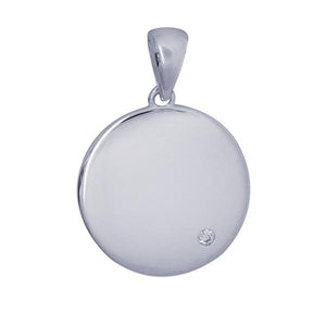 STERLING SILVER ROUND ENGRAVING SHAPE WITH CUBIC ZIRCONIA STERLING SILVER ROUND ENGRAVING SHAPE WITH CUBIC ZIRCONIA
