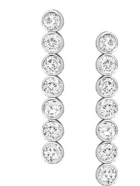 STERLING SILVER CUBIC ZIRCONIA DROP EARRINGS STERLING SILVER CUBIC ZIRCONIA DROP EARRINGS
