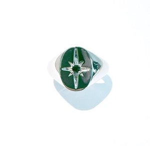 STERLING SILVER SIGNET SET WITH BLACK SPINEL STERLING SILVER SIGNET SET WITH BLACK SPINEL