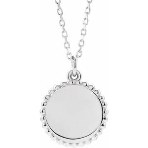 Sterling Silver Engravable Beaded Necklace Sterling Silver Engravable Beaded Necklace