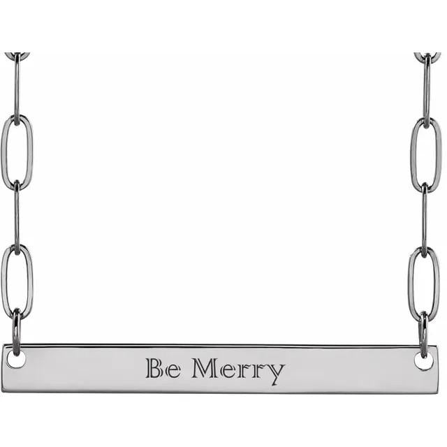Sterling Silver Engravable Bar Necklace
