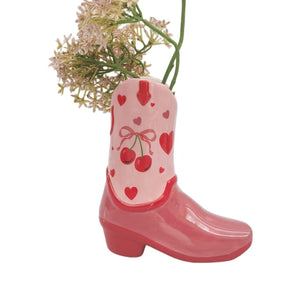Cowboy Boots Cherry Vase Pink 19cm Cowboy Boots Cherry Vase Pink 19cm