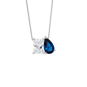 Emerald & pear cut cubic zirconia pendant set in sterling silver. Emerald & pear cut cubic zirconia pendant set in sterling silver.