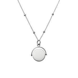 SILVER BALL CHAIN NECKLACE WITH SPINNING DISC SILVER BALL CHAIN NECKLACE WITH SPINNING DISC