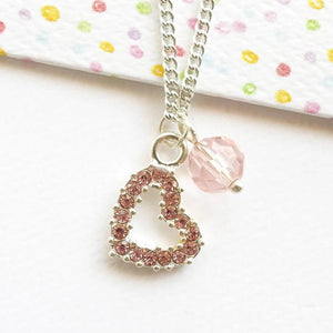 Pink Diamante Heart Necklace Pink Diamante Heart Necklace
