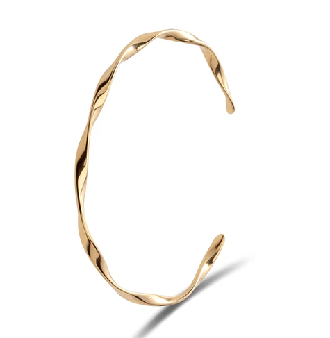 TWISTED 14CT GOLD PLATED CUFF BANGLE