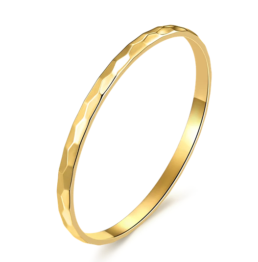 STEEL 14CT GOLD HAMMERED BANGLE