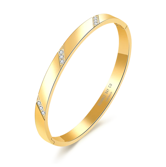 STEEL GOLD PLATED CZ BANGLE