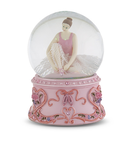 RESIN SNOWGLOBE WITH BALLERINA SITTING