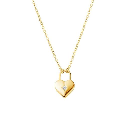 SS GP CZ HEART PADLOCK NECKLACE
