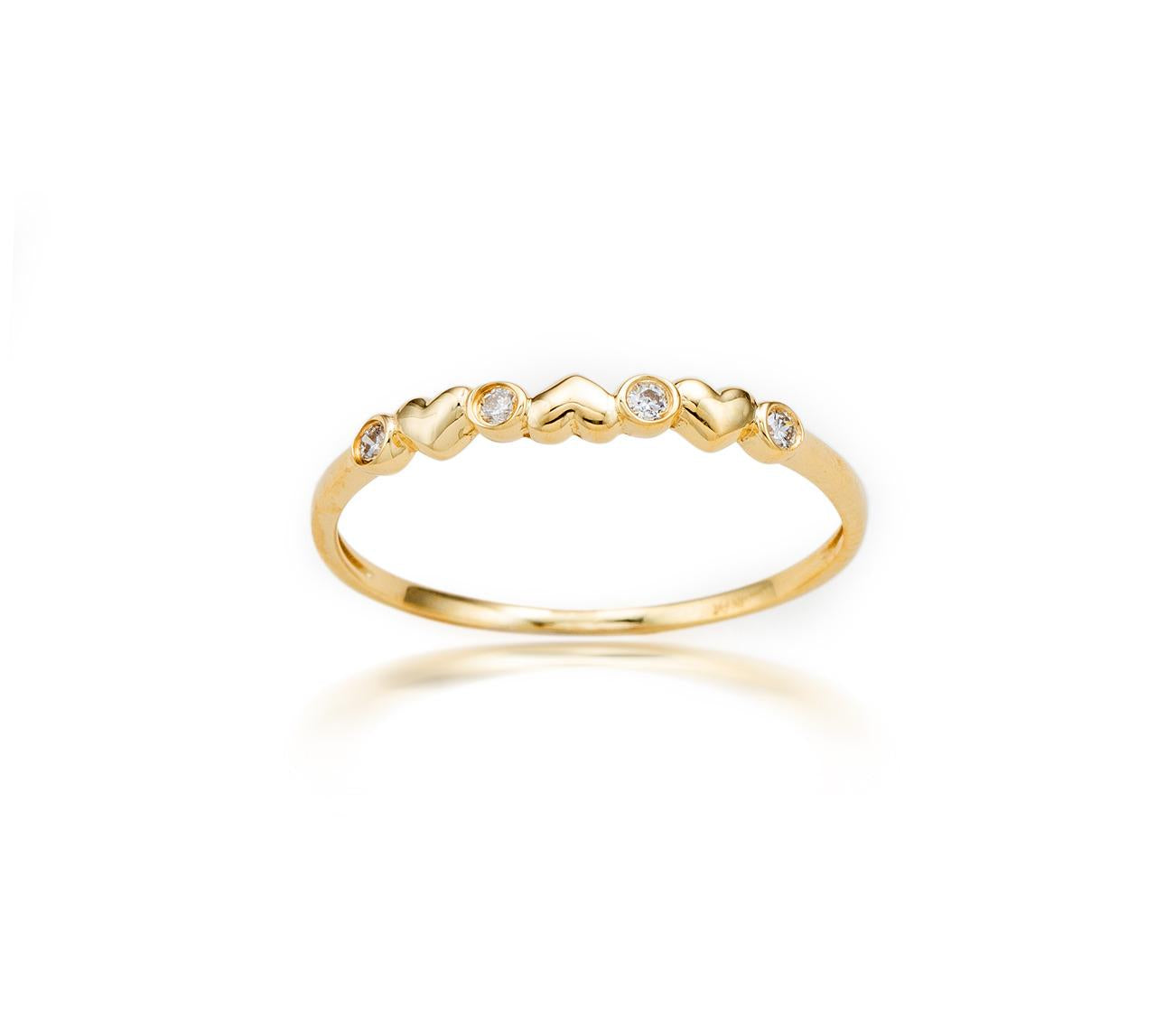 9CT YG LG DIAMOND HEART RING