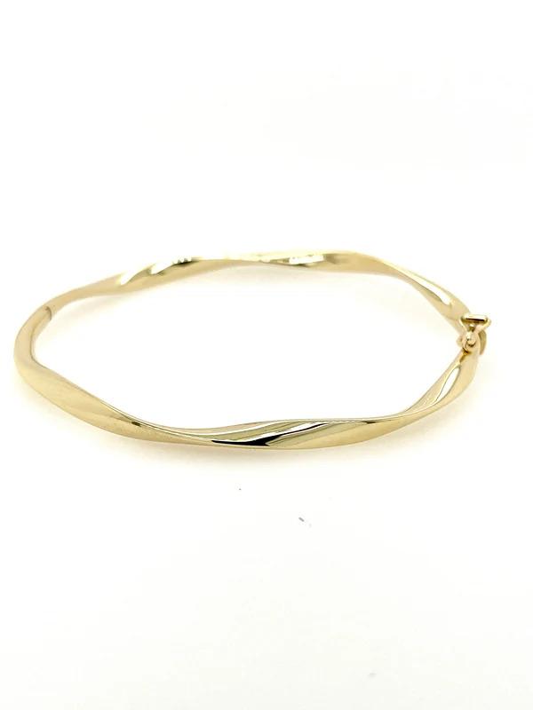 9CT YG HINGED ITALIAN TWIST BANGLE