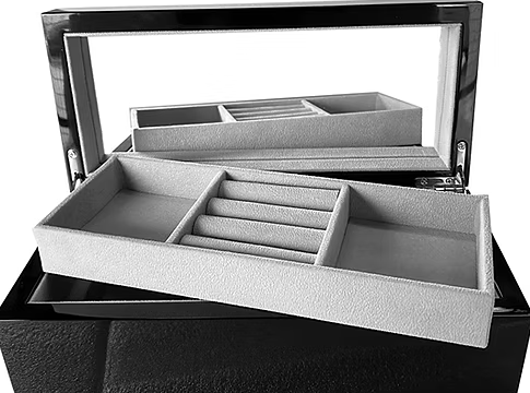 BLACK WOODEN JEWELLERY BOX