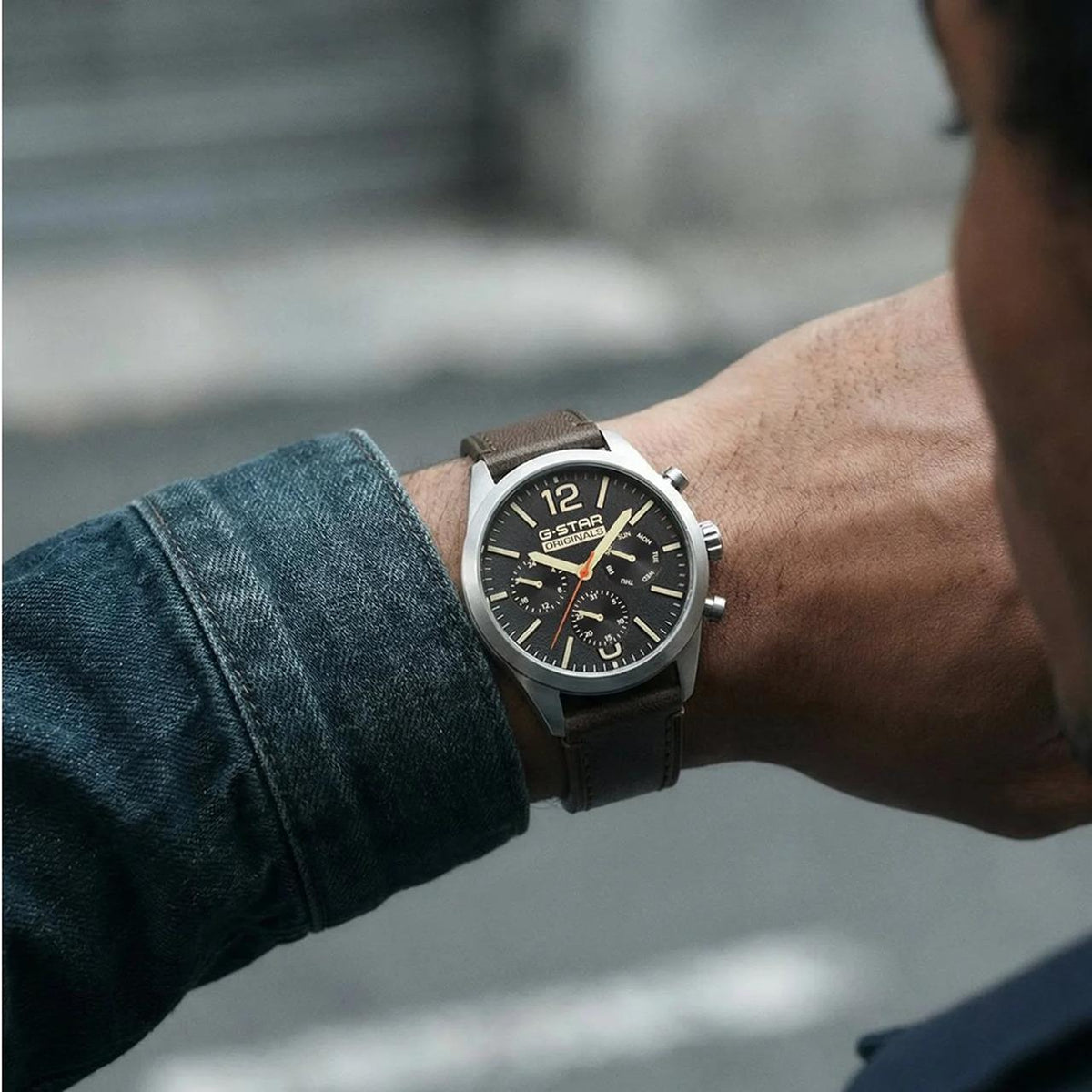 G-STAR ORIGINALS MENS WATCH BROWN LEATHER