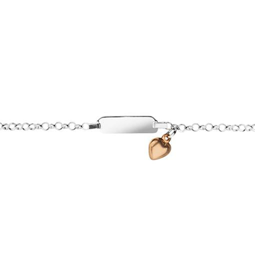 SS CHILDREN'S ID BRACELET RGP HEART