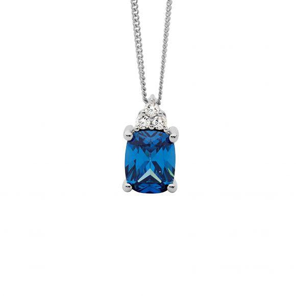 SS BLUE AND WHITE CZ NECKLACE
