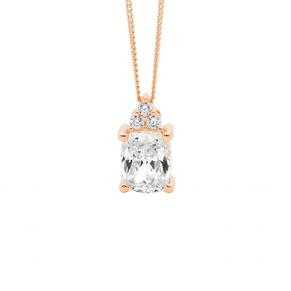 SS RGP CUSHION CUT CZ NECKLACE