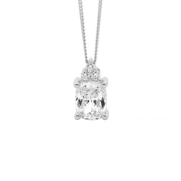 SS CUSHION CUT CZ NECKLACE