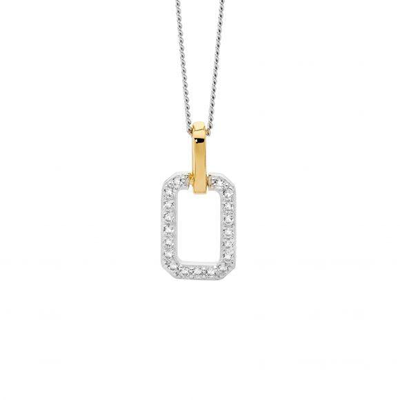 SS GP RECTANGLE CZ NECKLACE