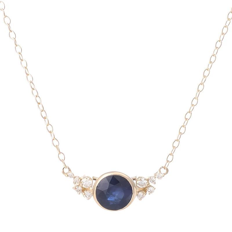AURI GEMS 9CT YG SAPPHIRE & DIAMOND NECKLACE