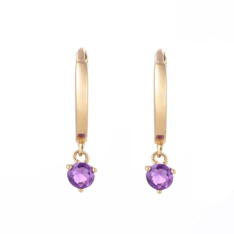AURI GEMS 9CT YG AMETHYST DROP HUGGIES
