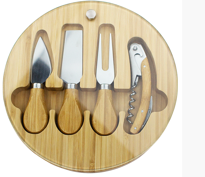 TRAVEL BAMBOO GLASS CHEESE SET