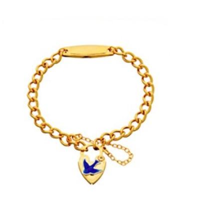 HGP CURB BABY ID BRACELET WITH BLUEBIRD