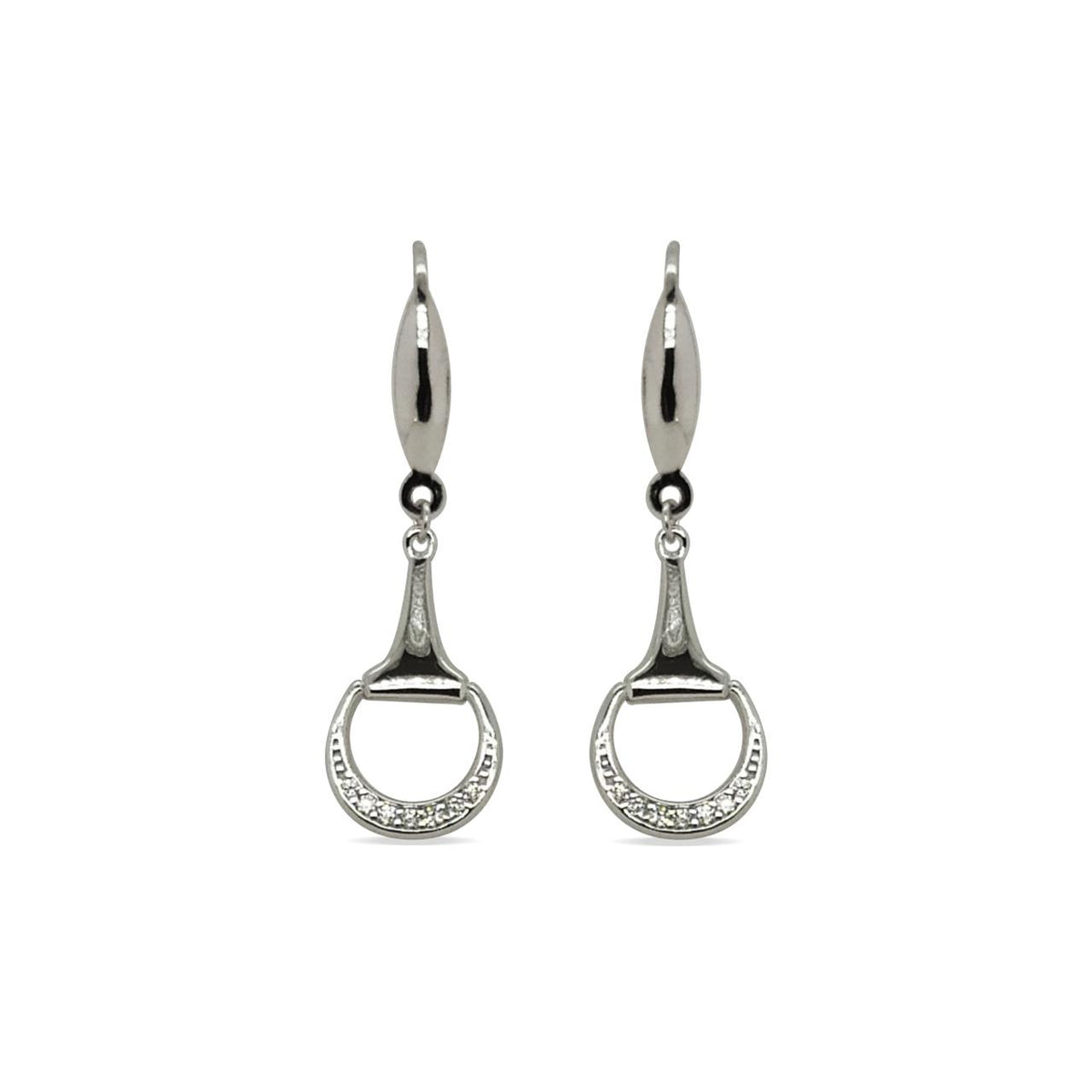 SS CZ SET HORSE BIT EARRINGS