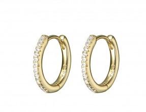 Sterling silver gold plated huggie with CZ