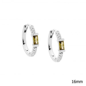 SS CZ PERIDOT HOOP EARRINGS SS CZ PERIDOT HOOP EARRINGS