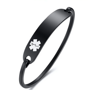 S STEEL BLK IP MEDIC ALERT BANGLE S STEEL BLK IP MEDIC ALERT BANGLE