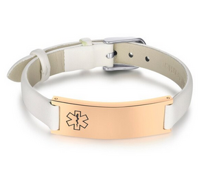 WH LEATHER MEDI ALERT BRACELET WH LEATHER MEDI ALERT BRACELET