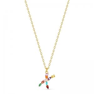 SS GP MULTI COLOURED PENDANT - X SS GP MULTI COLOURED PENDANT - X