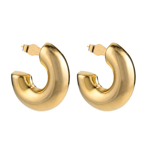 CHUNKY GOLD PLATED HOOP EARRINGS CHUNKY GOLD PLATED HOOP EARRINGS