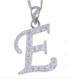 SILVER LETTER WITH CZ ON CHAIN SILVER LETTER WITH CZ ON CHAIN