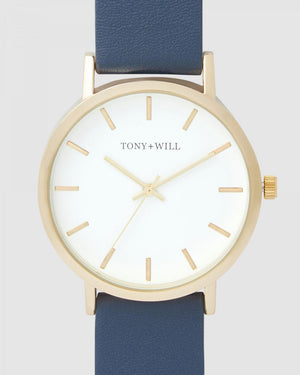 TONY & WILL GOLD WATCH WITH NAVY BAND TONY & WILL GOLD WATCH WITH NAVY BAND