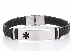 MEDIC ALERT BLK LEATHER BRACELET MEDIC ALERT BLK LEATHER BRACELET