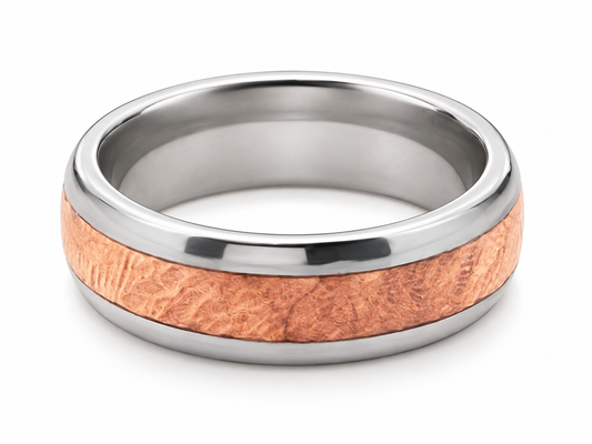 SILVER TUNGSTEN WITH SILKY OAK INLAY