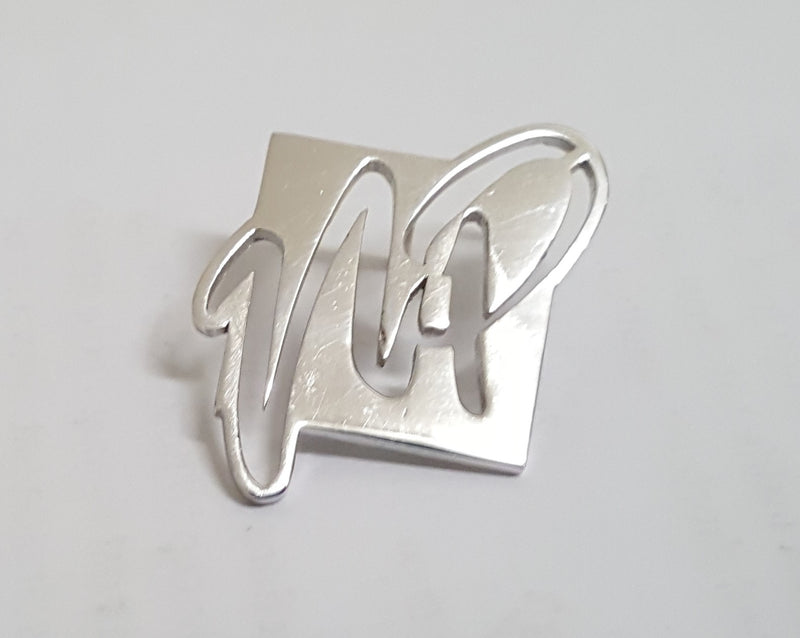 BRAND STERLING SILVER HATPIN - EAR TAG STYLE